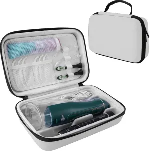 SMYV Water Flosser Travel Case, Portable Cordless Oral Irrigator Travel Organizer with Handle, Hard Eva Storage Bag for Flosser, Electric Toothbrush, Toothpaset and Irrigator Accessories (Beige)