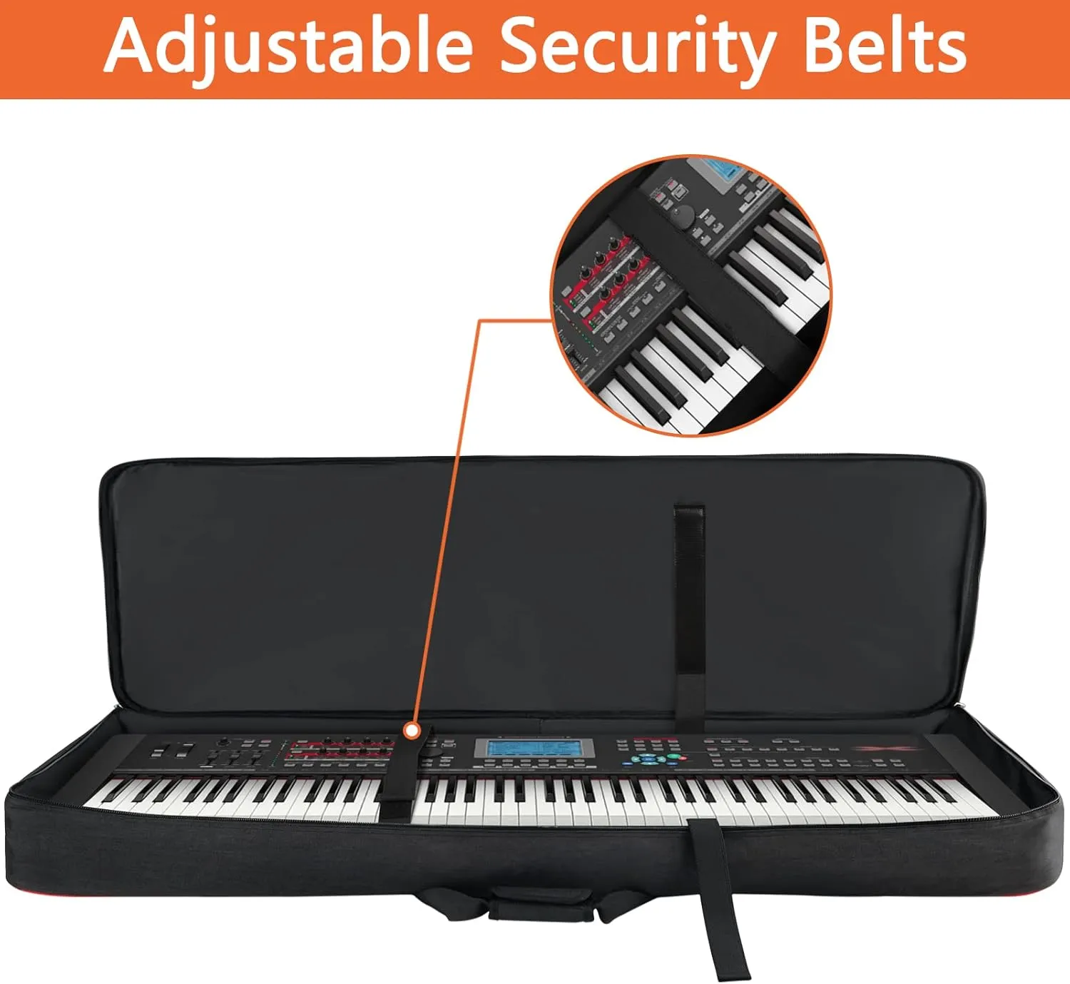 SNIGJAT 88 Key Keyboard Case Soft (Size: 53.5"x13.8"x6.8"), Padded Piano Case with Handle and Adjustable Shoulder Straps, Keyboard Gig Bag with 3 Pockets for Music Stand, Sustain Pedals, All Black