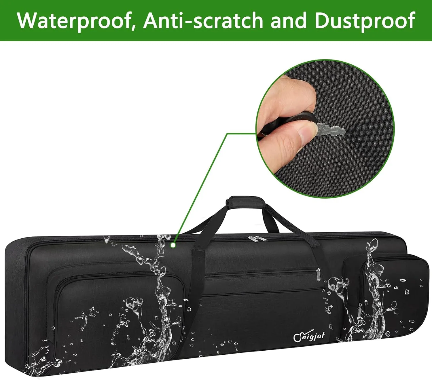 SNIGJAT 88 Key Keyboard Case Soft (Size: 53.5"x13.8"x6.8"), Padded Piano Case with Handle and Adjustable Shoulder Straps, Keyboard Gig Bag with 3 Pockets for Music Stand, Sustain Pedals, All Black
