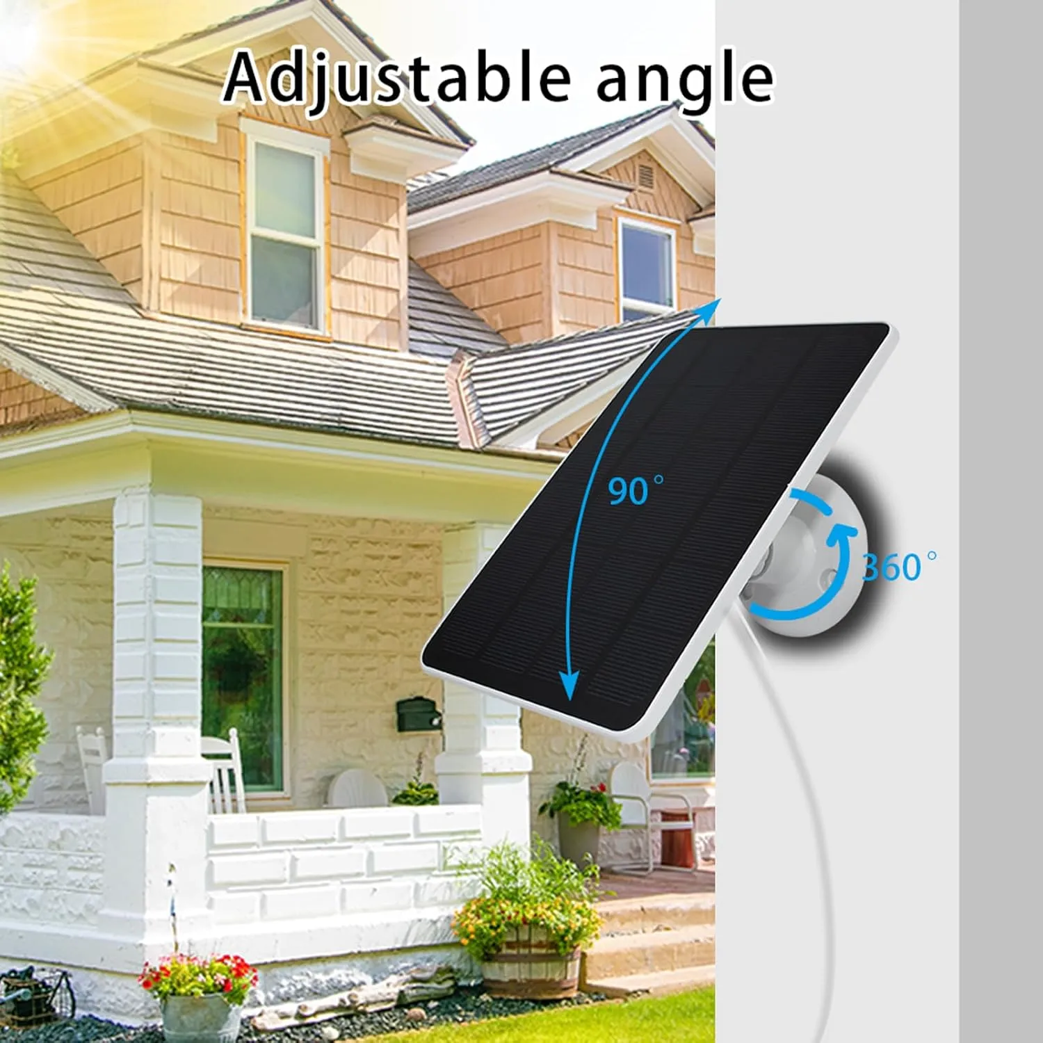 Solar Panel Compatible with SimpliSafe Outdoor Security Camera, Waterproof 4W 5V Solar Panel with 10ft Micro USB Charging Cable Adjustable Wall Bracket Power Outdoor Camera(Not Included Camera)