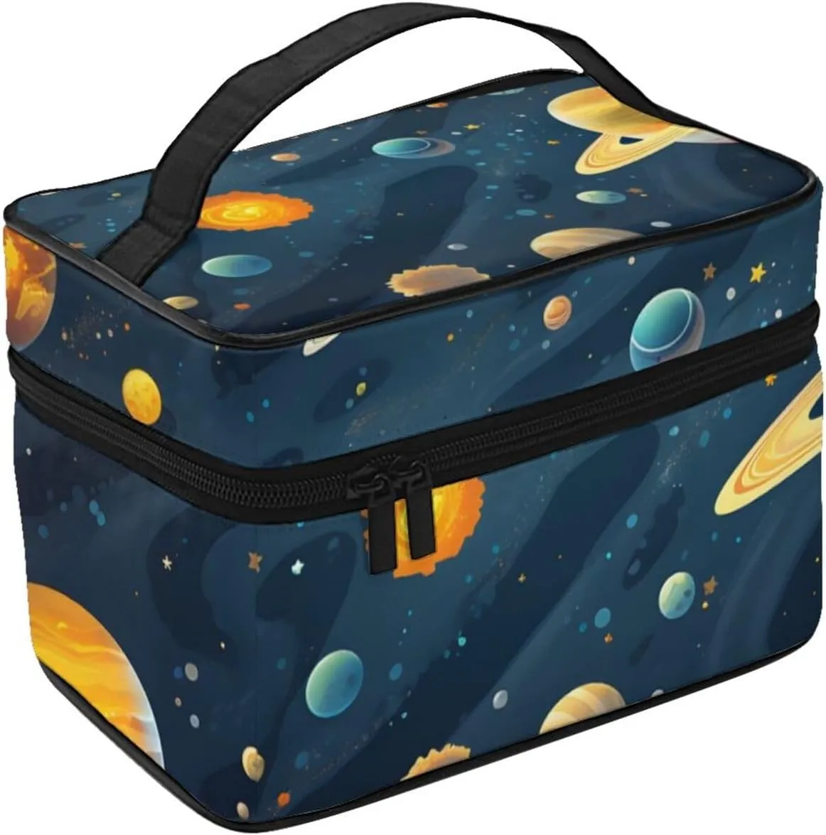 Solar Planet Universe Makeup Bag Large Cosmetic Bag Travel Makeup Bag with Handle Toiletry Bag for Women Travel