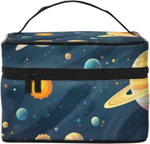 Solar Planet Universe Makeup Bag Large Cosmetic Bag Travel Makeup Bag with Handle Toiletry Bag for Women Travel