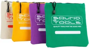 Sound Tools 4 Pack Canvas Heavy Duty Tool Bags, Multipurpose Pouch With Zippers and Scribble Labeling Strip (Purple, Green, Yellow, White)