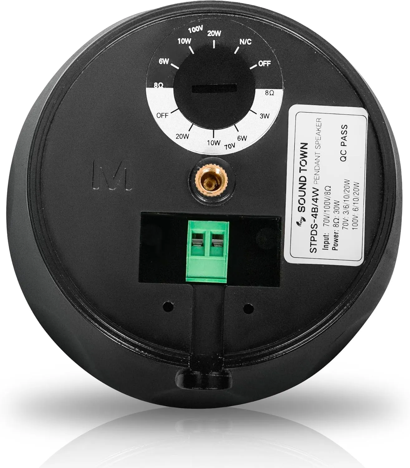 Sound Town Commercial Restaurant Bluetooth Amplifier   Pendant Speaker Set, with One 2-Zone 70V/100V Amplifier with Bluetooth, 4 x All-Weather 4-Inch Pendant Speakers, Black (PAC80X4PD4B)