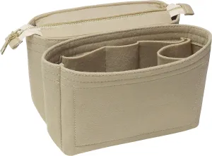 Soyizom Bag Insert Organizer,2 Packs Insert Purse Organizer Fits For Neo Noe, Small Handbag Purse Neo Noe Organizer with Zipper for Women,Beige
