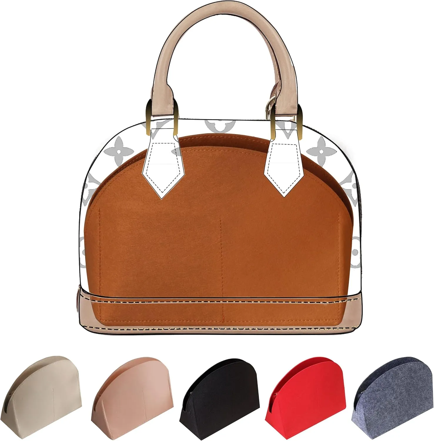 Soyizom Purse Organizer for Alma insert, Felt Bag Organizer Purse Organizer Insert For Alma PM BB insert organizer(PM,Brown)