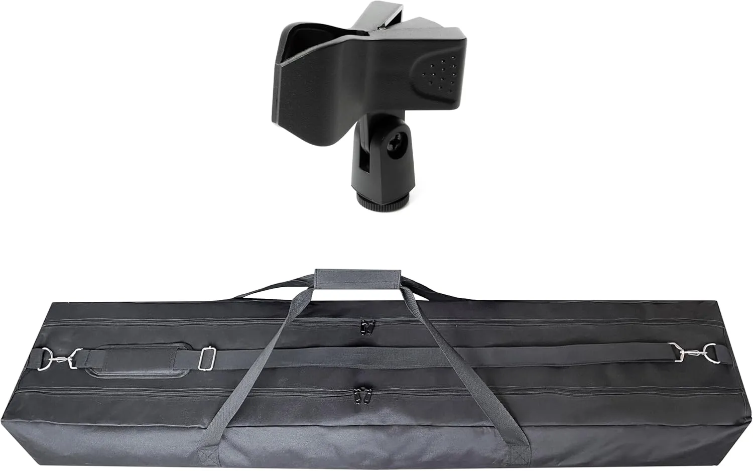 Speaker and Mic Stand Bag Dual Compartment 50 Inch Long - Light Microphone Carrying Case with Shoulder Strap for Gigs