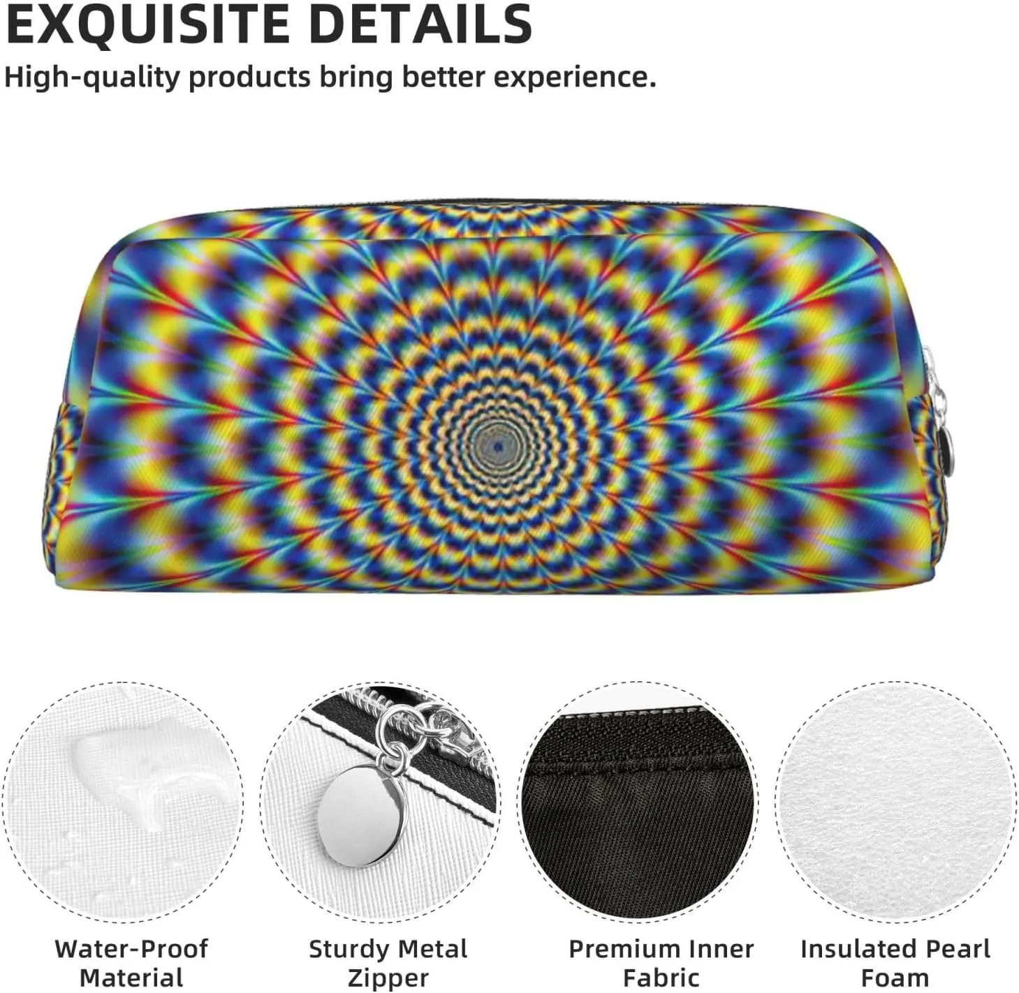 Spiral Optical Illusion Gif Print Versatile Storage Pouch Makeup Bag Travel Office Small Items Organizer Bag