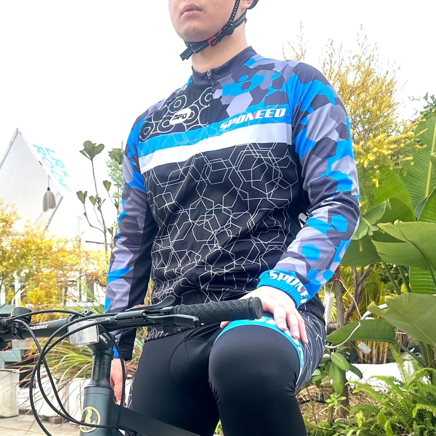 sponeed Cycling Clothes for Men Long Sleeve Mountain Bike Road Bicycle Shirt Jerseys Padded Pants Biking Outfits