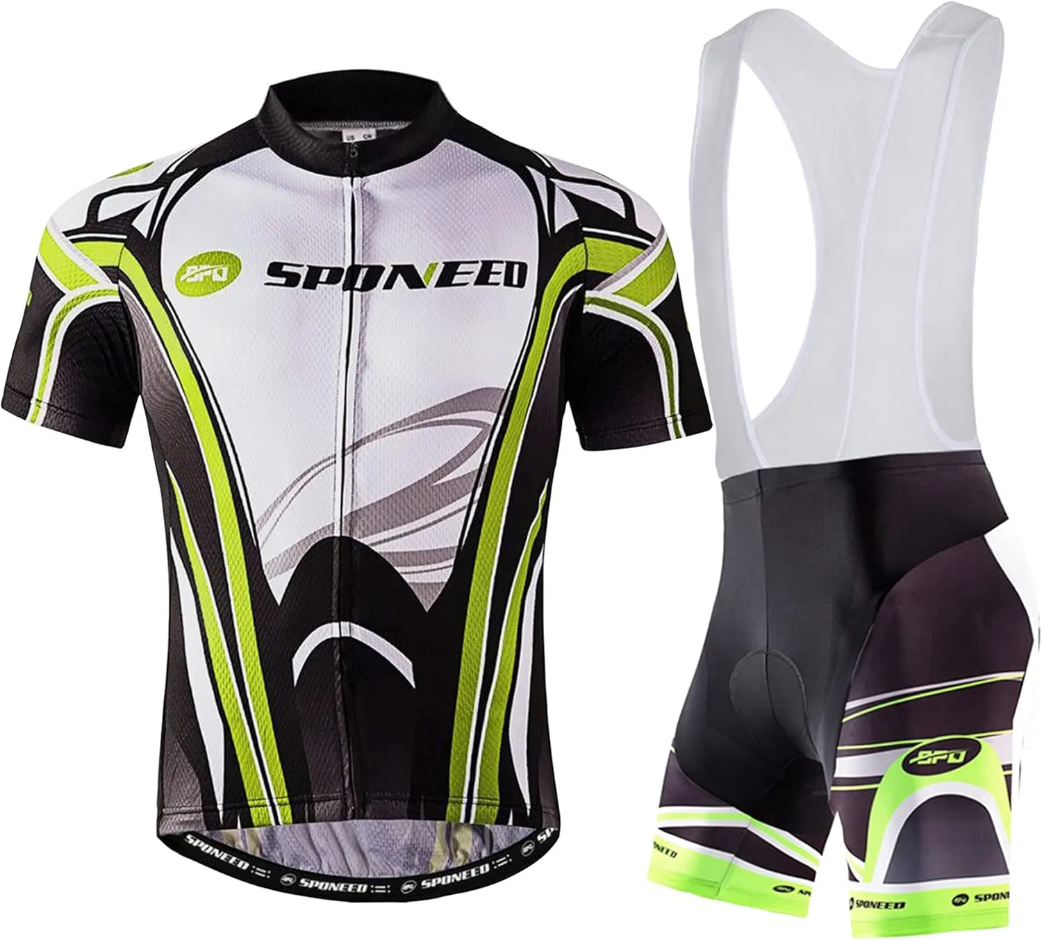 sponeed Men's Cycling Jersey and Bib Short Suit Bicycle Wear Padded Bike Tights