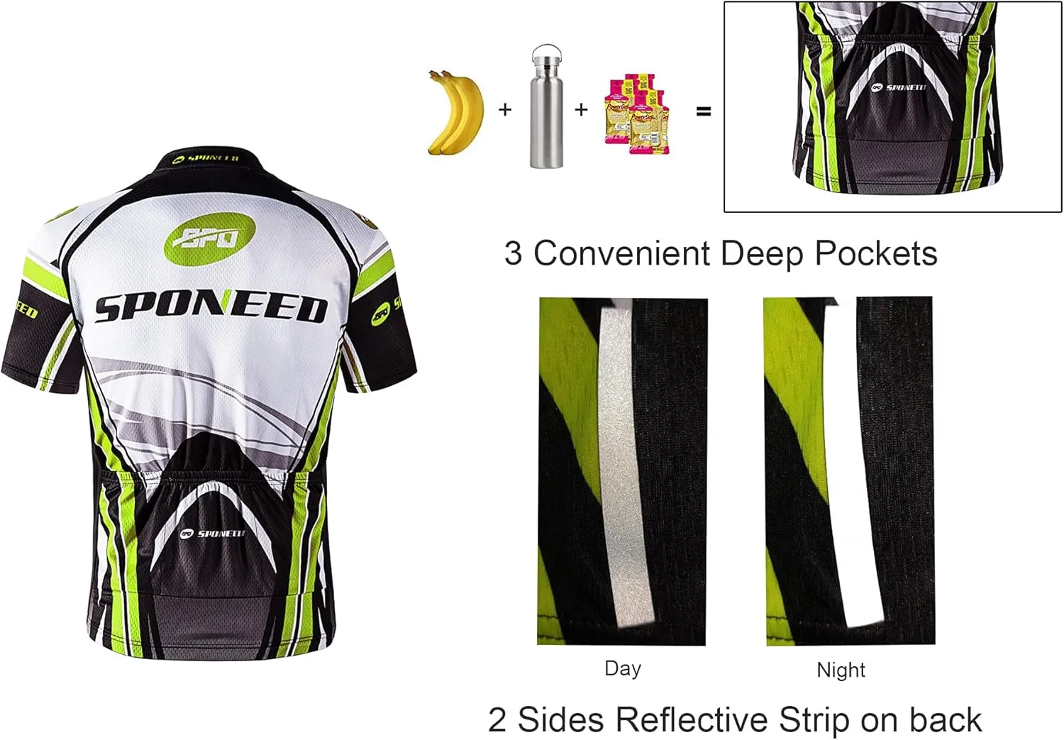 sponeed Men's Cycling Jersey and Bib Short Suit Bicycle Wear Padded Bike Tights