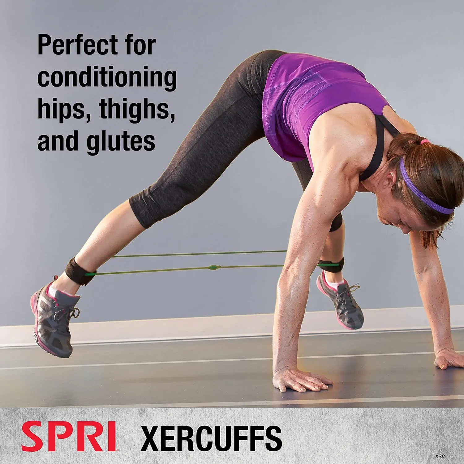 SPRI Xercuff Leg Resistance Band Exercise Cord with Non-Slip Padded Ankle Cuffs (All Bands Sold Separately) Portable for the Gym or At Home Workout Equipment