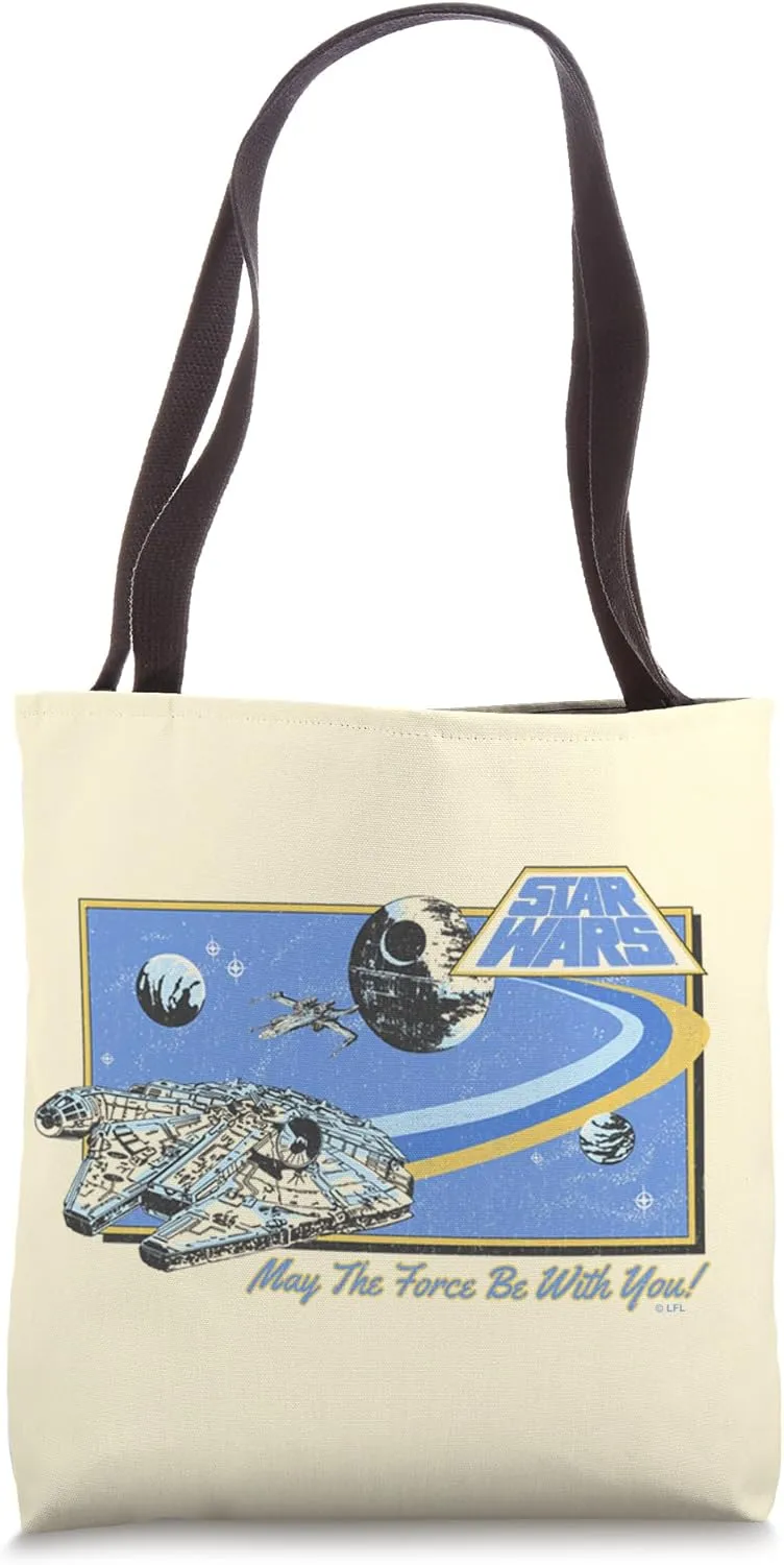 Star Wars Millennium Falcon May The Force Be With You Retro Tote Bag