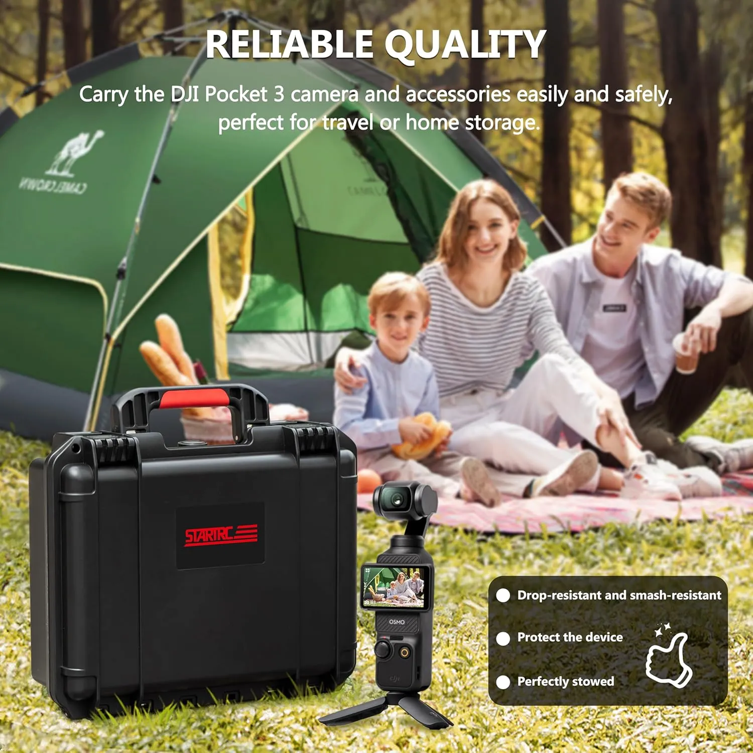 STARTRC OSMO Pocket 3 Hard Case, Multifunctional Portable Waterproof Hard Case for DJI OSMO Pocket 3 Creator Combo Camera Accessories