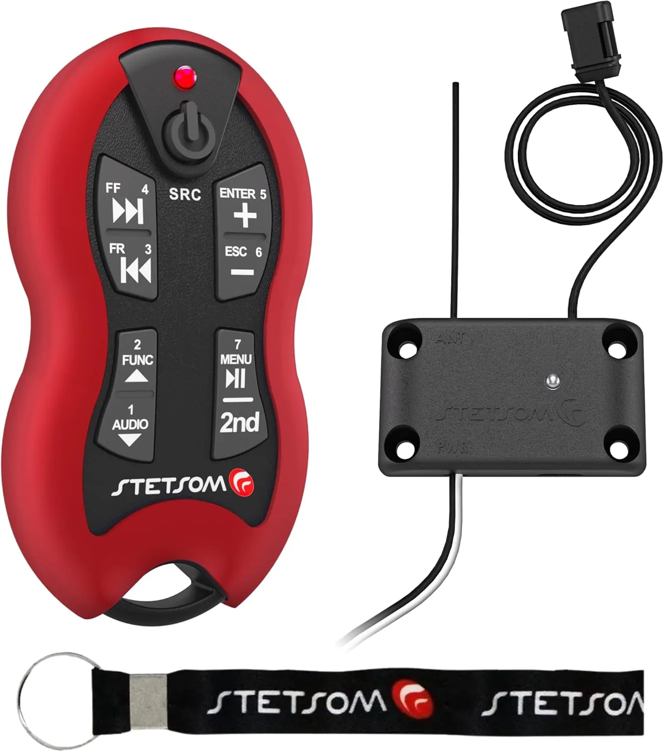 Stetsom SX2 - Universal Remote Control, Infrared, Long Range (1640 ft), 16 Functions, Learning Mode, Compatible with Car Audio Head Units, Home Devices and Video Equipment