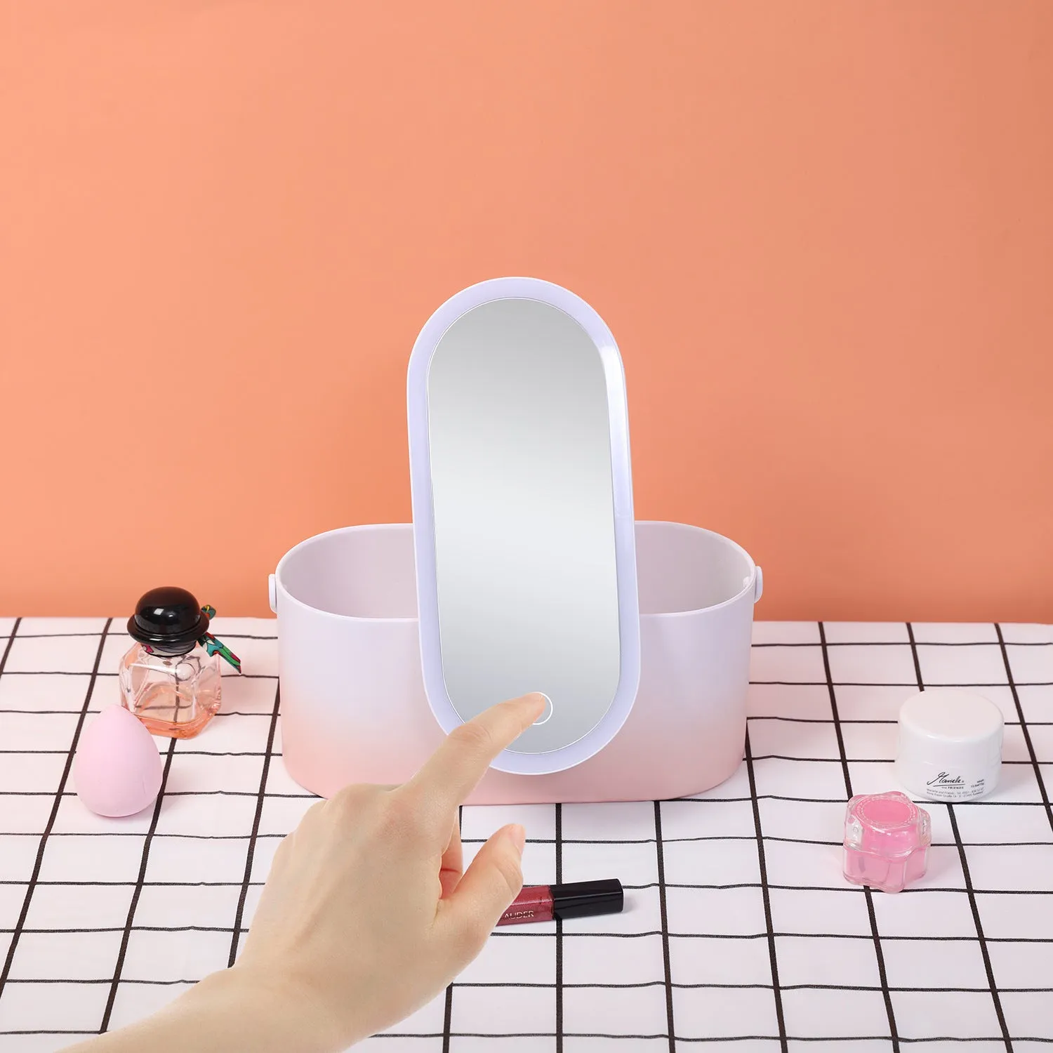 Storage Box LED Makeup Mirror Portable Portable Organizer
