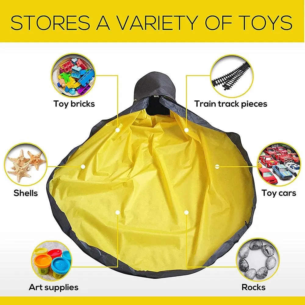 Storage Organizer Baskets and Play Mat, Outdoor Quick Storage Bag, Bag with Zipper, Organizer, Quick Collapsible Canvas Bin-Dark Grey-Zipper
