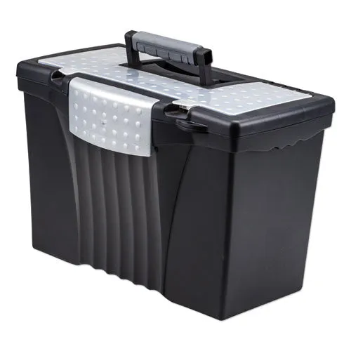 Storex Portable Letter/legal Filebox With Organizer Lid, Letter/legal Files, 14.5" X 10.5" X 12", Black