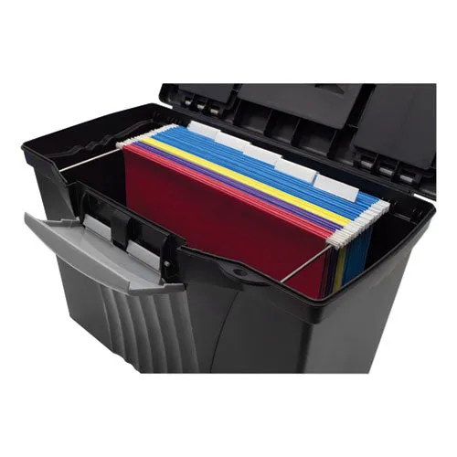 Storex Portable Letter/legal Filebox With Organizer Lid, Letter/legal Files, 14.5" X 10.5" X 12", Black