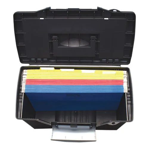 Storex Portable Letter/legal Filebox With Organizer Lid, Letter/legal Files, 14.5" X 10.5" X 12", Black