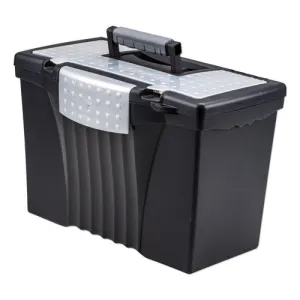 Storex Portable Letter/legal Filebox With Organizer Lid, Letter/legal Files, 14.5" X 10.5" X 12", Black