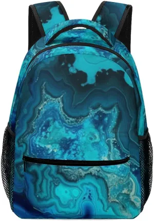 Stylish Backpack, Bright Aqua Blue Turquoise Print Durable Backpack Travel Backpack Hiking Backpack Ergonomic Backpack Comfortable Backpack, Style