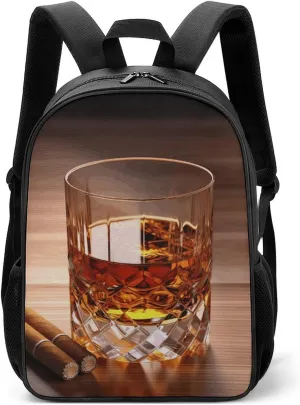 Stylish Backpack, Brown Liquor in Cup Print Durable Backpack Travel Backpack Hiking Backpack Ergonomic Backpack Comfortable Backpack