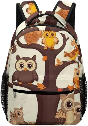 Stylish Backpack, Cartoon Family Owls On The Brown Tree Print Durable Backpack Travel Backpack Hiking Backpack Ergonomic Backpack Comfortable Backpack