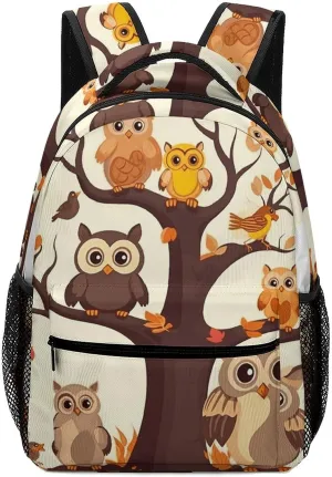 Stylish Backpack, Cartoon Family Owls On The Brown Tree Print Durable Backpack Travel Backpack Hiking Backpack Ergonomic Backpack Comfortable Backpack