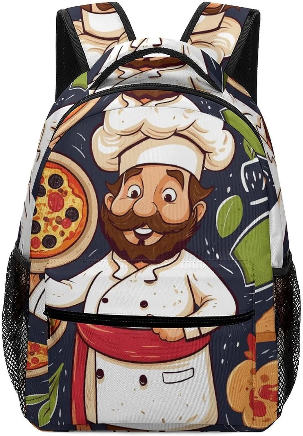 Stylish Backpack, Chef Pizza Print Durable Backpack Travel Backpack Hiking Backpack Ergonomic Backpack Comfortable Backpack