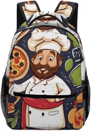 Stylish Backpack, Chef Pizza Print Durable Backpack Travel Backpack Hiking Backpack Ergonomic Backpack Comfortable Backpack