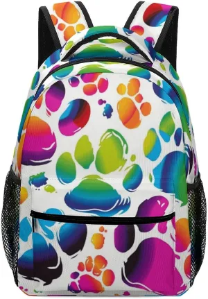 Stylish Backpack, Colorful Dog Paw Print Print Durable Backpack Travel Backpack Hiking Backpack Ergonomic Backpack Comfortable Backpack