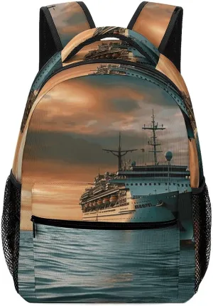 Stylish Backpack, Cruise Ship Print Durable Backpack Travel Backpack Hiking Backpack Ergonomic Backpack Comfortable Backpack