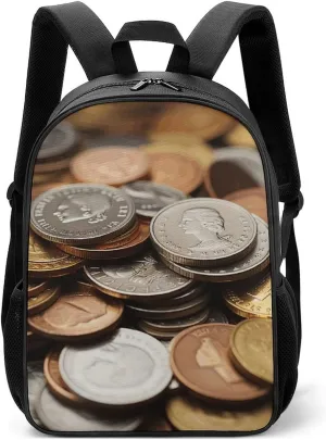 Stylish Backpack, Currency Coin Print Durable Backpack Travel Backpack Hiking Backpack Ergonomic Backpack Comfortable Backpack, Style