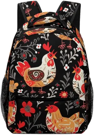Stylish Backpack, Cute Rooster Chickens Print Durable Backpack Travel Backpack Hiking Backpack Ergonomic Backpack Comfortable Backpack