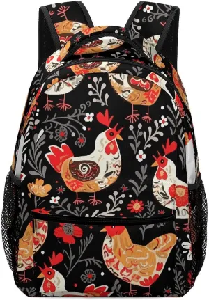 Stylish Backpack, Cute Rooster Chickens Print Durable Backpack Travel Backpack Hiking Backpack Ergonomic Backpack Comfortable Backpack