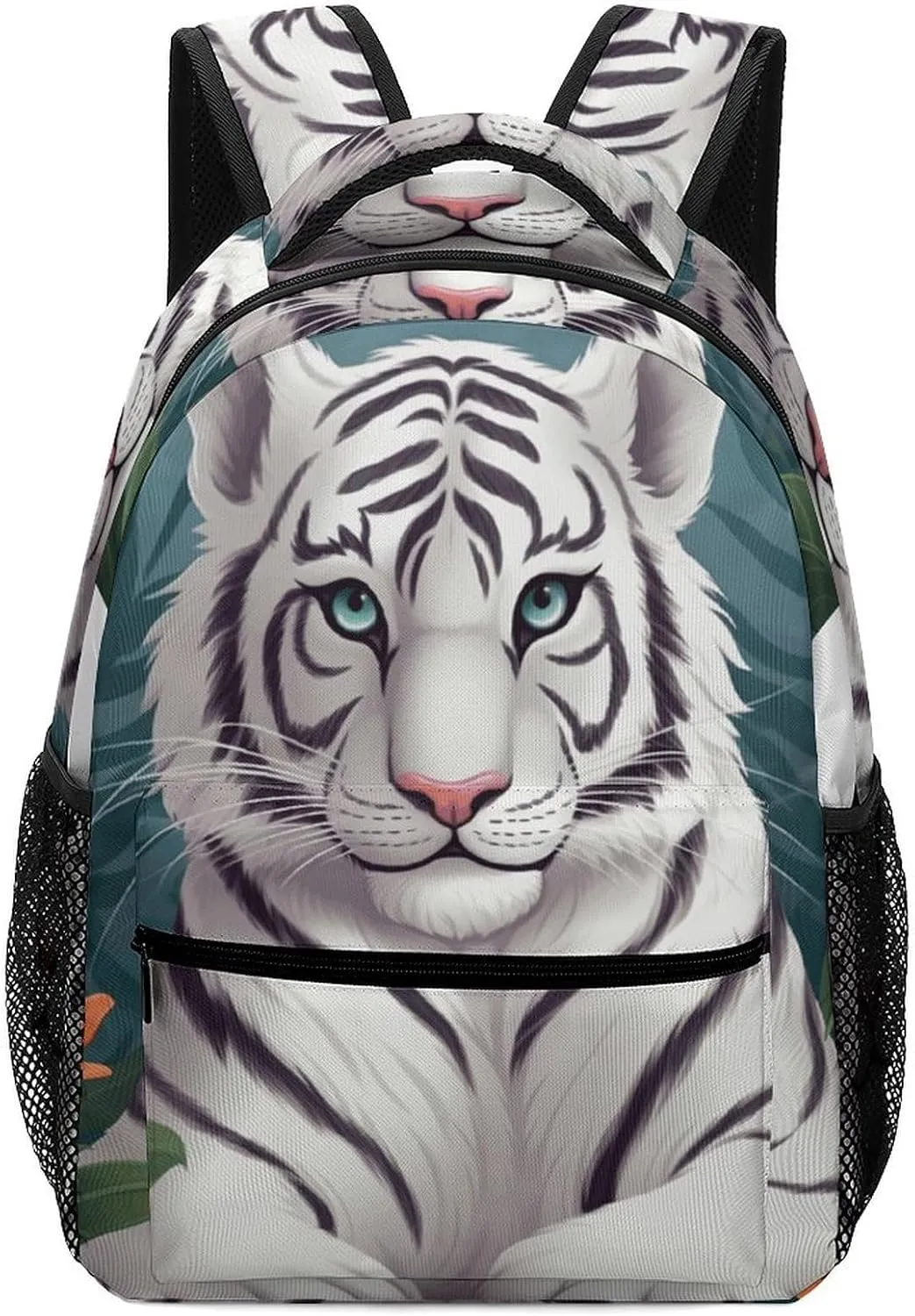 Stylish Backpack, Cute White Tige Print Durable Backpack Travel Backpack Hiking Backpack Ergonomic Backpack Comfortable Backpack