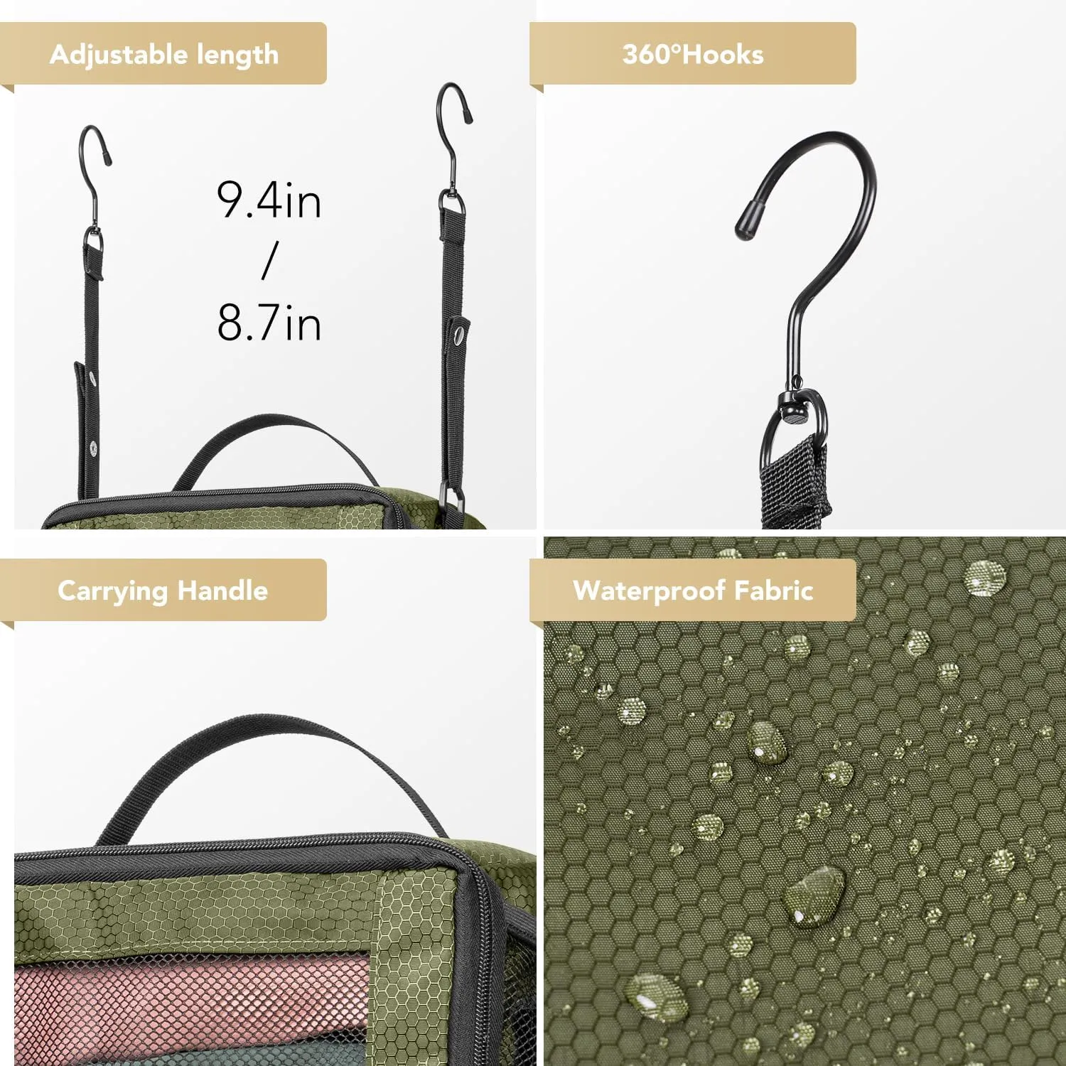 Suitcase Organizer, HangingTravel Organizer Carry On Luggage Organizer, Portable Hanging Shelves Packing Cubes for Cruise Ship Essentials, Small, Green