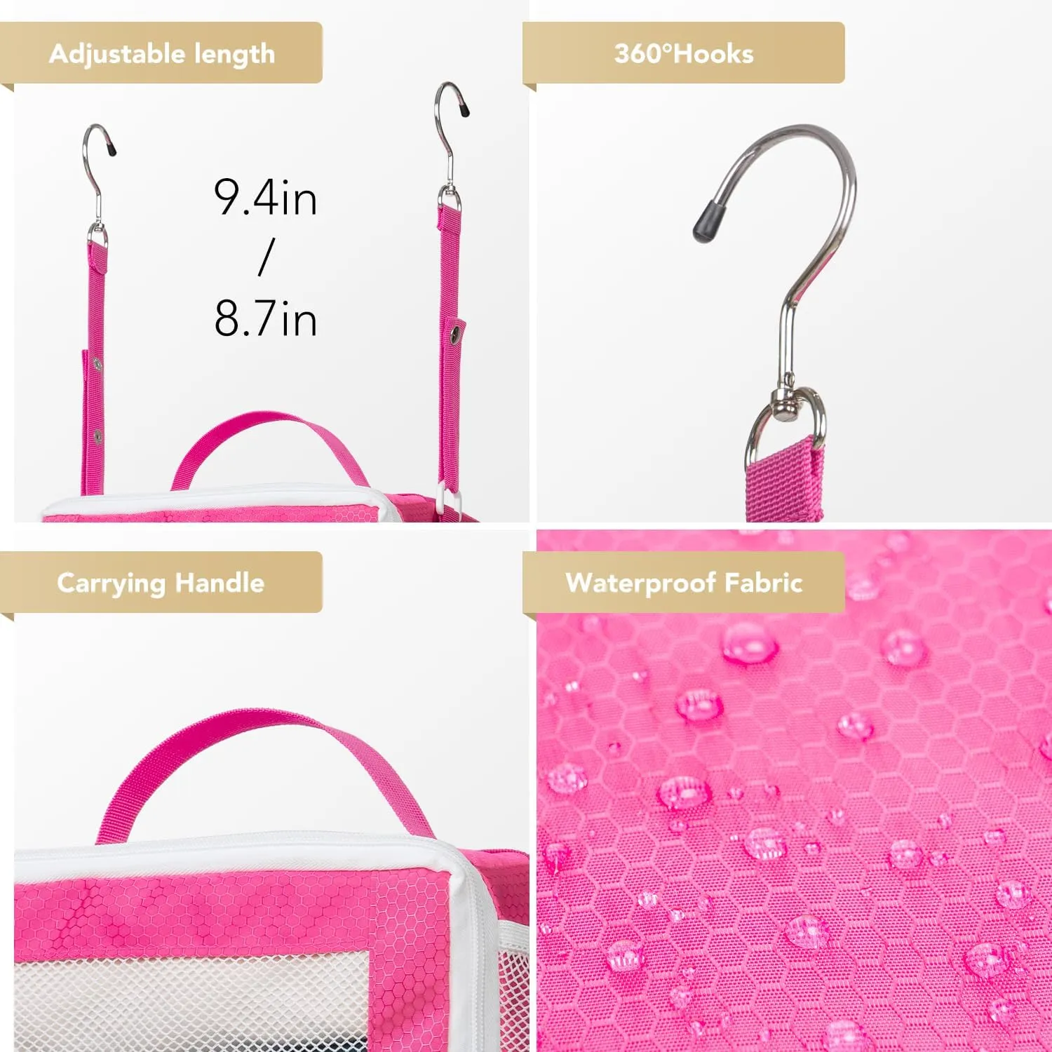 Suitcase Organizer, HangingTravel Organizer Carry On Luggage Organizer, Portable Hanging Shelves Packing Cubes for Cruise Ship Essentials, Small, Pink