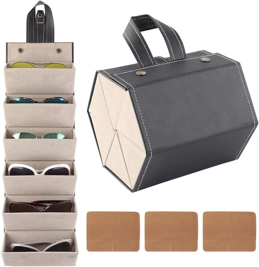 Sunglasses Organizer 6-Slot EyeGlasses Storage Display Travel Case