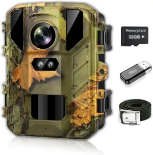 SuntekCam Mini Trail Camera 24MP 1080P Game Camera with MemoryCard Night Vision,0.3s Trigger Motion Activated,IP65 Waterproof,Hunting,Wildlife Monitoring