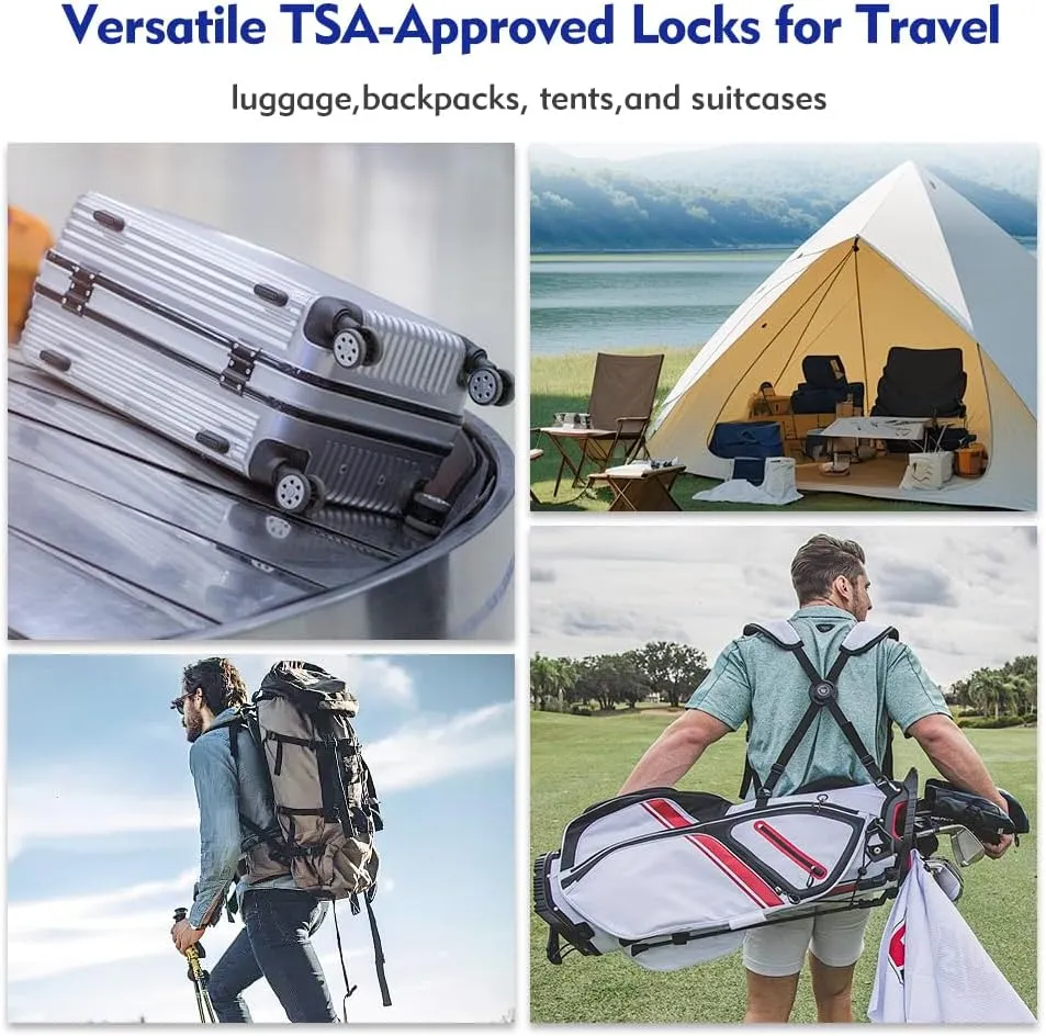 SURE LOCK TSA Compatible Travel Luggage Locks, Inspection Indicator, Easy Read Dials TSA Approved with Zinc Alloy (1, Black 8 Pack)
