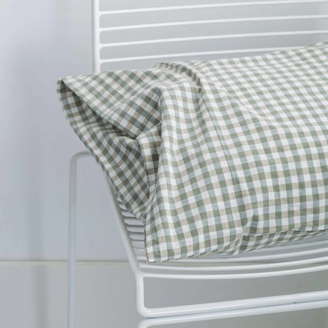 SUSYBAO Green Gingham Duvet Cover King Size 100% Washed Cotton Grid Duvet Cover Set 3 Pieces 1 Green Plaid Duvet Cover with Zipper Ties 2 Pillow Cases Luxury Green Gingham Grid Bedding Set Breathable