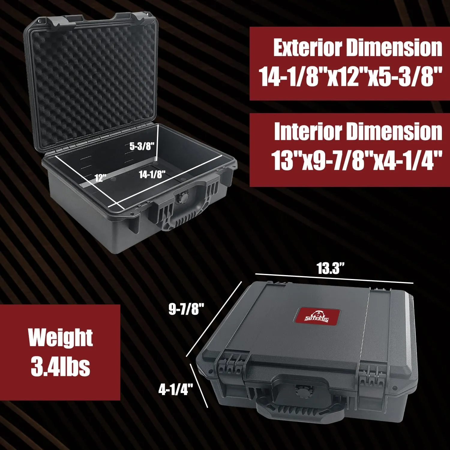 Sutekus Hard Pistol Case Handgun Case Waterproof Pistol Carrying Cases With Foam Gun Accessories