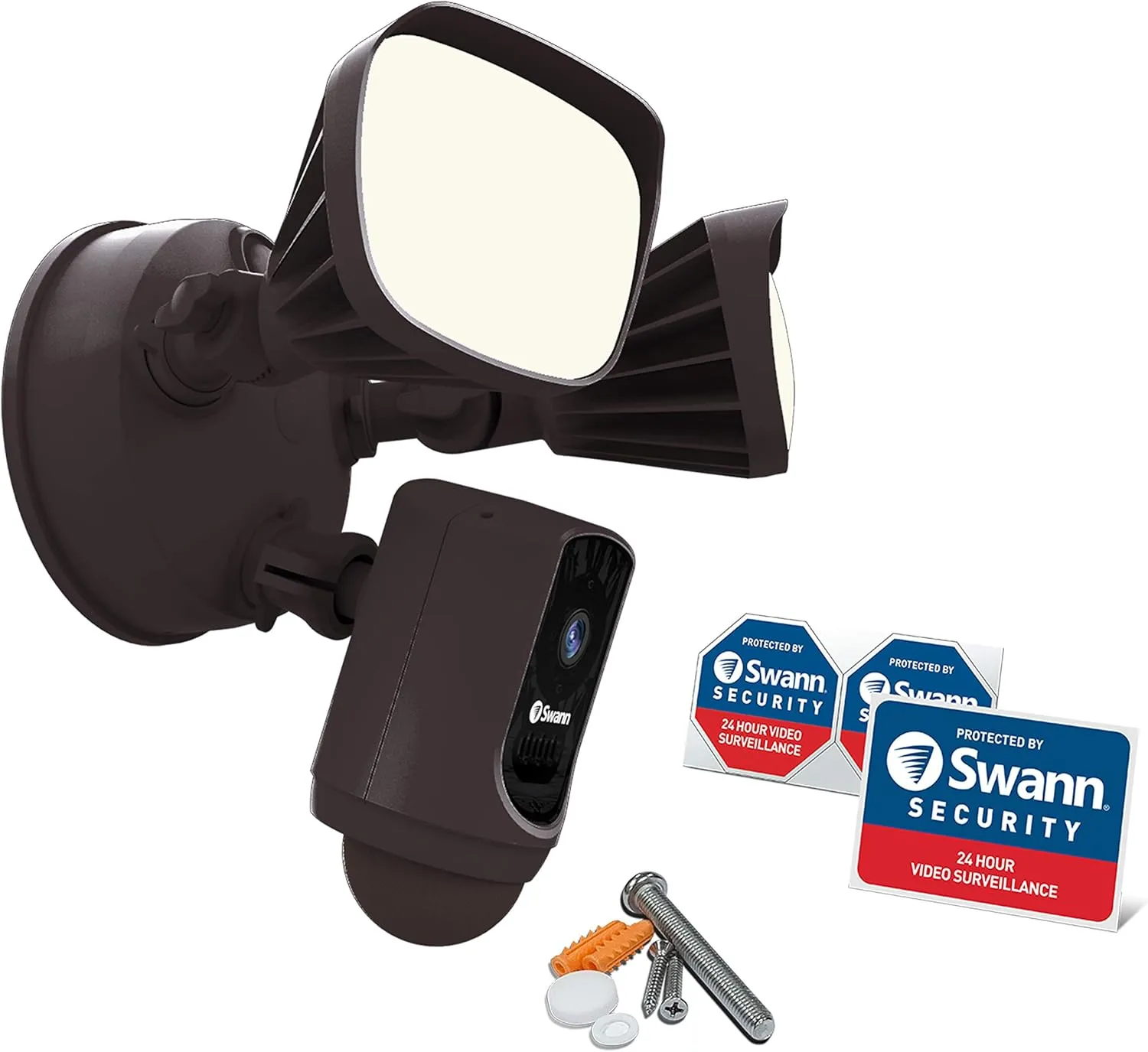 Swann Wi-Fi 1080p Waterproof Motion Activated FloodLight Camera with Night Vision, Heat Sensing, 2-Way Talk, Dimmable 2400 Lumens, Wide 125 Degree Viewing, Free Cloud & Local Recording