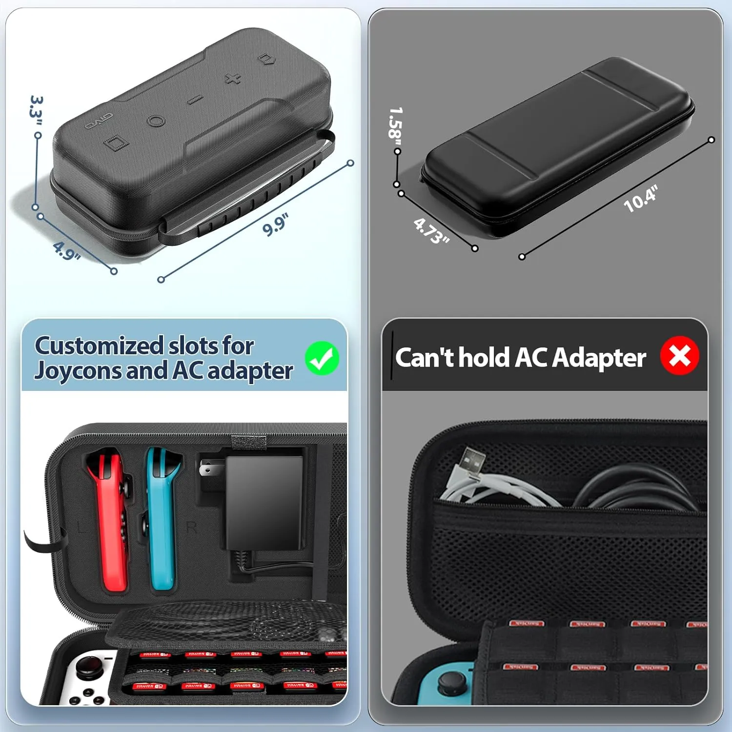 Switch OLED Carrying Case Compatible with Nintendo Switch/OLED Model, Portable Switch Travel Carry Case Fit for Joy-Con and Adapter, Hard Shell Protective Switch Pouch Case with 20 Games, Black