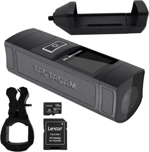 TACTACAM 6.0 Action Camera, 4k 60 FPS, 8X Zoom, Waterproof, Integrated Image Stabilization, One Touch Operation (6.0)   Lexar 128GB Micro SD Card   Mount (Stabilizer Mount   Clamp Mount)