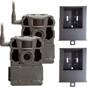 TACTACAM Reveal X Gen 2.0 LTE Cellular Trail Camera (2 PK)   2 Steel Cases