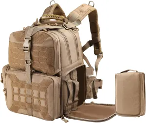 Tactical Range Backpack, Gun Bag for Handguns and Ammo, 3 Pistol Carrying Cases for Hunting Shooting