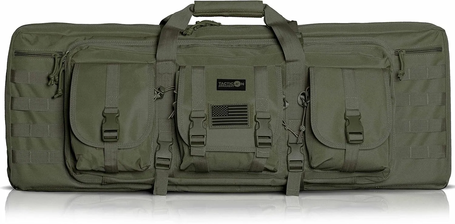 Tacticon Double Rifle Bag | 2 Hard Rifles   2 Pistols Tuckable Backpack Straps | Tactical Cases & Bags | Disabled Combat Veteran Owned Company | Waterproof Padded Carrying Case for Long Gun Storage
